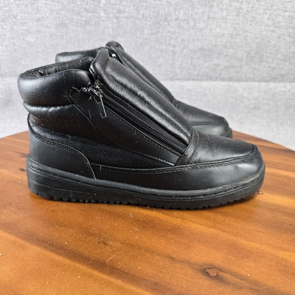Womens‎ Black PVC Upper Winter Boots Zip Up Ankle Booties Shoes size 8
